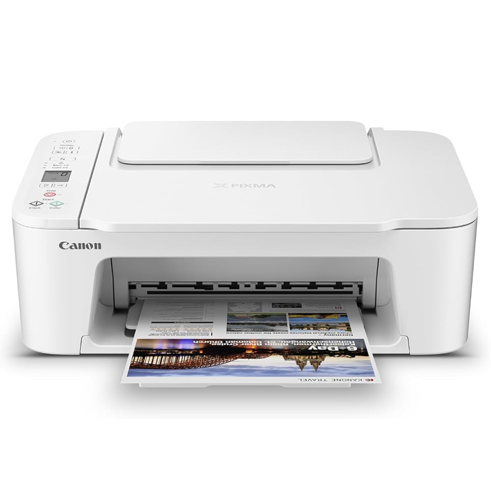 Canon PIXMA TS3720 Wireless All-in-One Printer with Auto Document Feeder, Mobile Printing, Copy, Fax and Scanner White 6671C022 Bundle with Monoprice Printer Cable and Small Business Software Kit