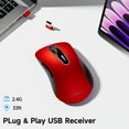 thumbnail image 4 of Wireless Mouse, 2.4GHz with USB Receiver, 1200 DPI Optical Tracking, 5 Buttons,Ambidextrous PC/Mac/Laptop - Red, 4 of 8