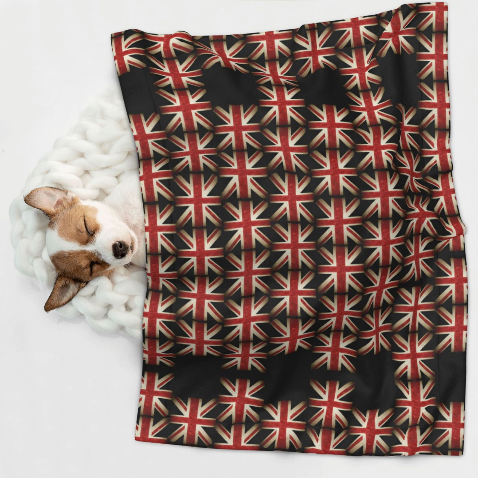Flannel Throw Dog Blanket British Flag Pattern Soft Warm Print Pet Blankets for Small Dog Cat Puppy