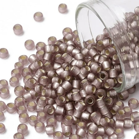 TOHO 8/0 Round Beads Japanese Seed Beads (26F) Silver Lined Frost Light Amethyst 3mm Hole: 1mm 1110pcs/50g