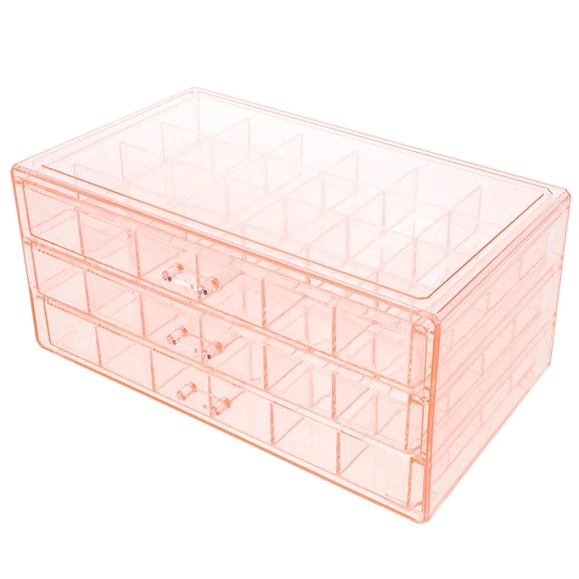 UPOUART 1Pack Jewelry Storage Organizer Square Acrylic Pink For Bedroom Dressing Table 11.5x5.3x4in