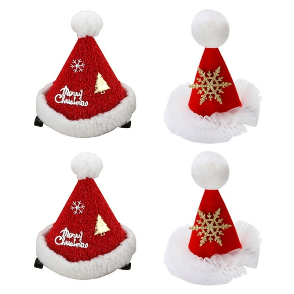 4pcs Noël sur le Thème des Cheveux de Bande Dessinée Épingles à Cheveux Accessoires de Cheveux (Blanc, Rouge)