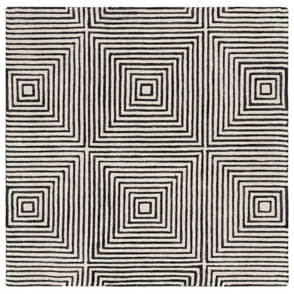 SAFAVIEH Metro Chodak Abstract Area Rug, Black/Beige, 5' x 5' Square