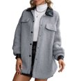 thumbnail image 1 of Chaqueta Sherpa para mujer, manga larga de linterna, abrigo informal de invierno cálido, chaqueta de Abanopi Gris/Extragrande, 1 of 7