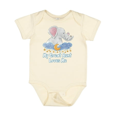 

Inktastic My Great Aunt Loves Me Cute Elephants Clouds Moon and Stars Gift Baby Boy or Baby Girl Bodysuit