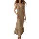 thumbnail image 1 of Vestido largo con cuello en V para mujer - Botones en la parte delantera, volantes - Sin mangas, corte A - Playa/fiesta - Tallas S-XXL, 1 of 4