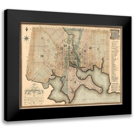 Lucas 14x12 Black Modern Framed Museum Art Print Titled - Baltimore Maryland - Lucas 1822