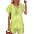thumbnail image 1 of Ensembles de Pyjama pour Femmes 2 Pcs, Mode Décontractée pour Femmes Manches en Dentelle Imprimée Haut Décontracté Pantalon Ensemble de Pyjama, 1 of 6