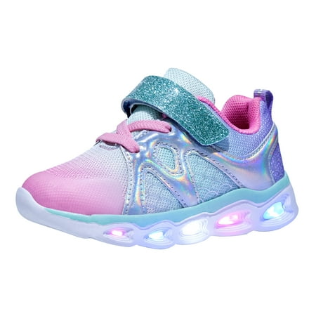 

NEWMALL Girls LED Sneaker Light Up Flashing Kids Low Top Shoes (12 Little Kid Pink)