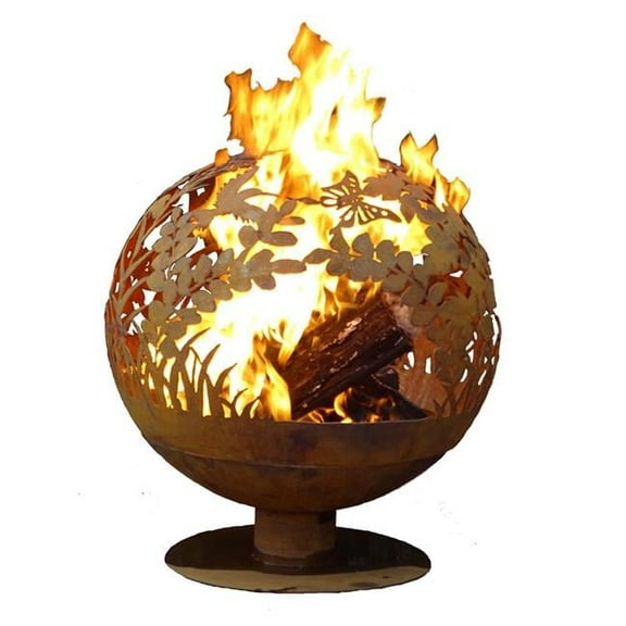 Garden Fire Sphere, Rust Metal - Large