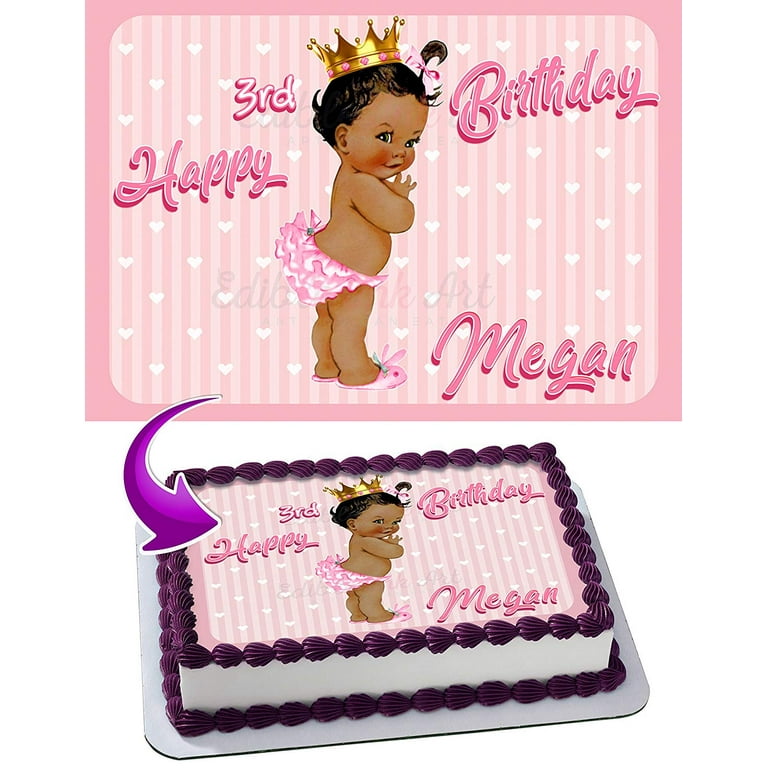 Princess Baby Girl - Edible Cake Topper - 11.7 x 17.5 Inches 1/2 Sheet  rectangular
