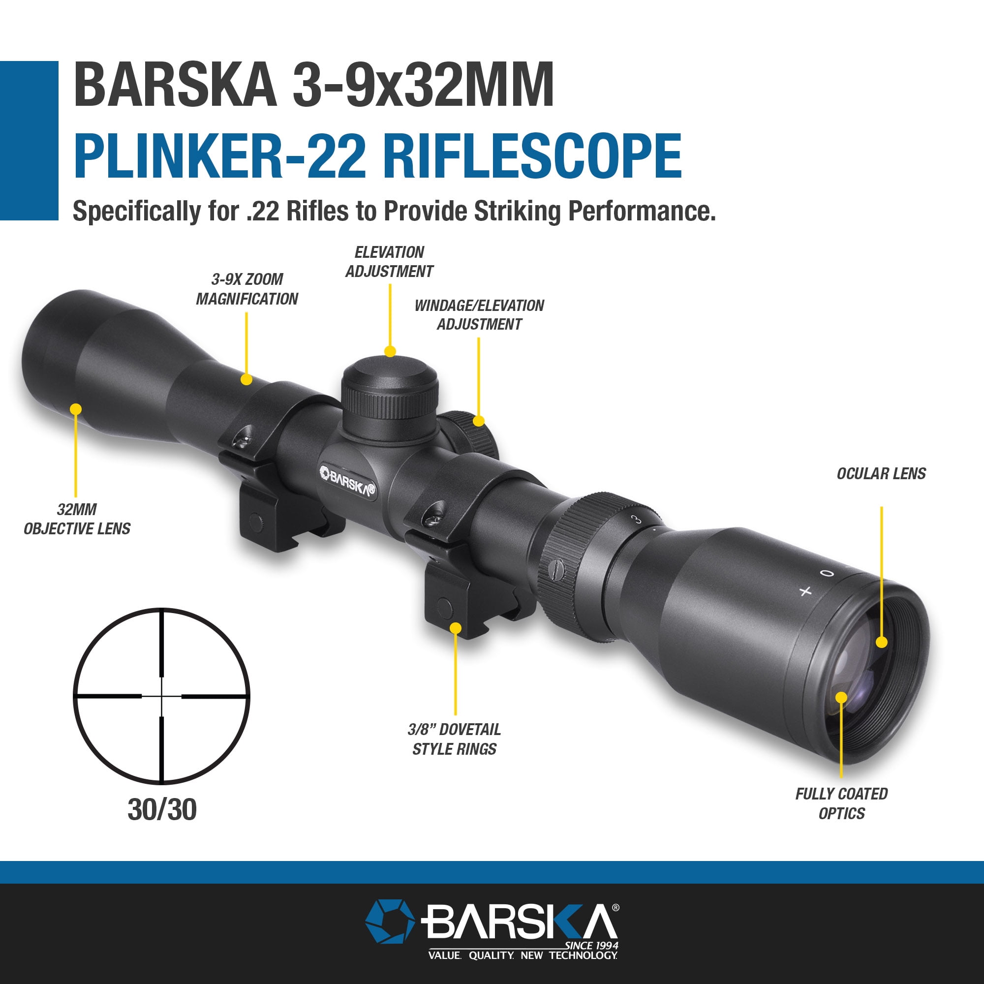 Winbest Hunting AO Hunting Rifle Scope Waterproof, Fogproof and Shockproof (3-9x32 mm)