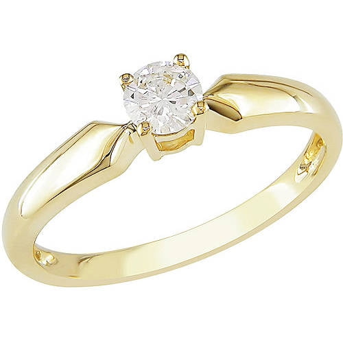 Miabella 1 3 Carat T.W. Round Diamond Solitaire Ring in 10kt Yellow Gold by