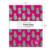 Elan Publishing Company Field Notebook/Journal - 8x10 - Assorted Patterns Gold Foil - Lined - Pack of 5 - ELAN-810-003K