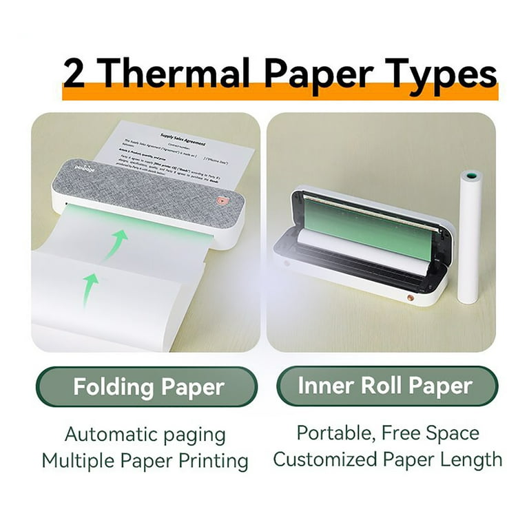 Peripage A4 Paper Printer Direct Thermal Transfer Wirless Printer Mobile 210mm Mini Mobile Photo Printer USB BT Connection with 1 Roll Thermal Paper OS6343-1