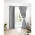 thumbnail image 3 of Grey Geometric Blackout Curtains for Bedroom/Living Room, Thermal Insulated Kitchen Curtains, Modern Pure Color Abstract Striped Grommet Darkening Window Treatment Drapes 27.5"x39"x2, 3 of 8