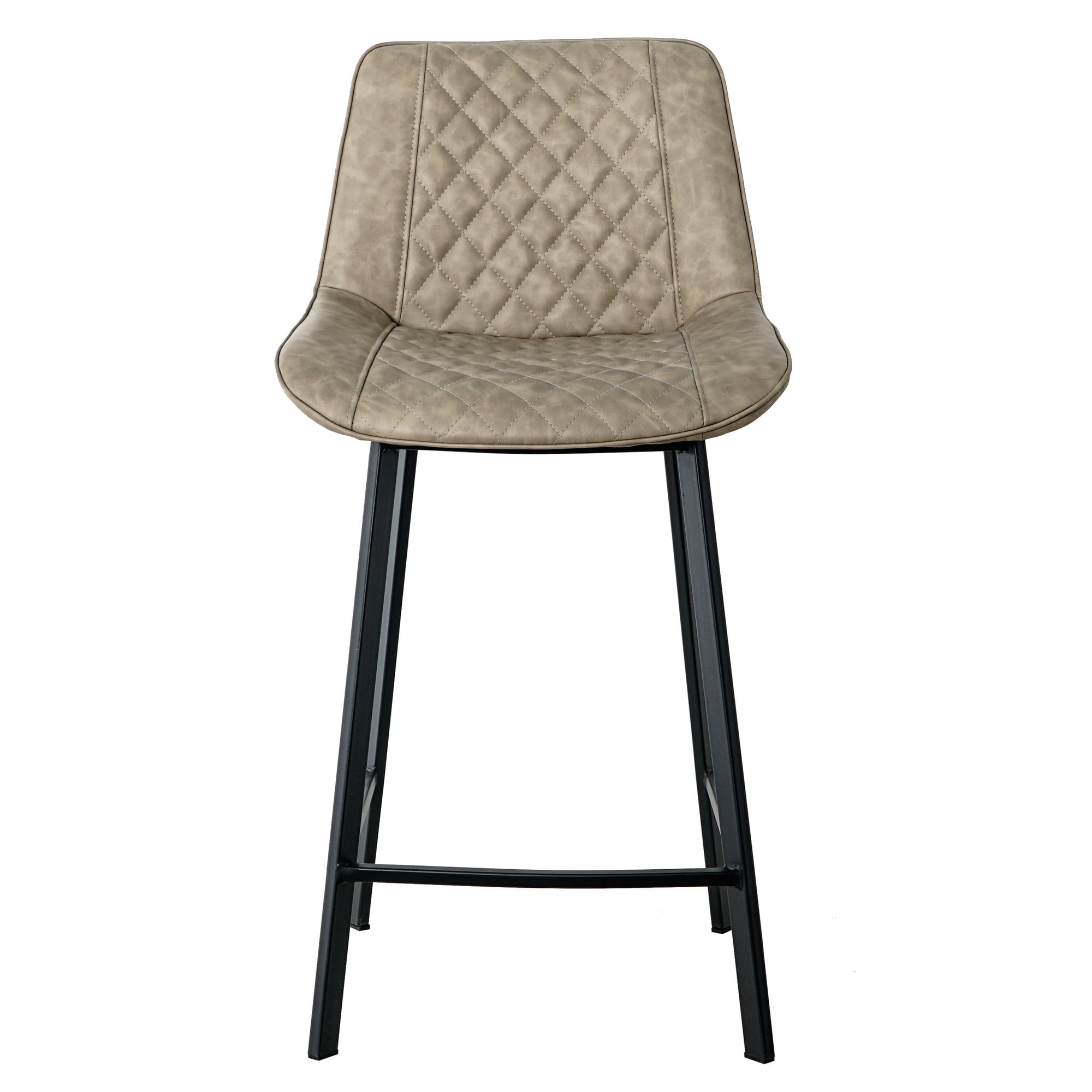 Topcobe 2 Pcs Modern PU Leather Leisure Barstool, 26" Counter Height Bar Chair with Low Back, Light Brown