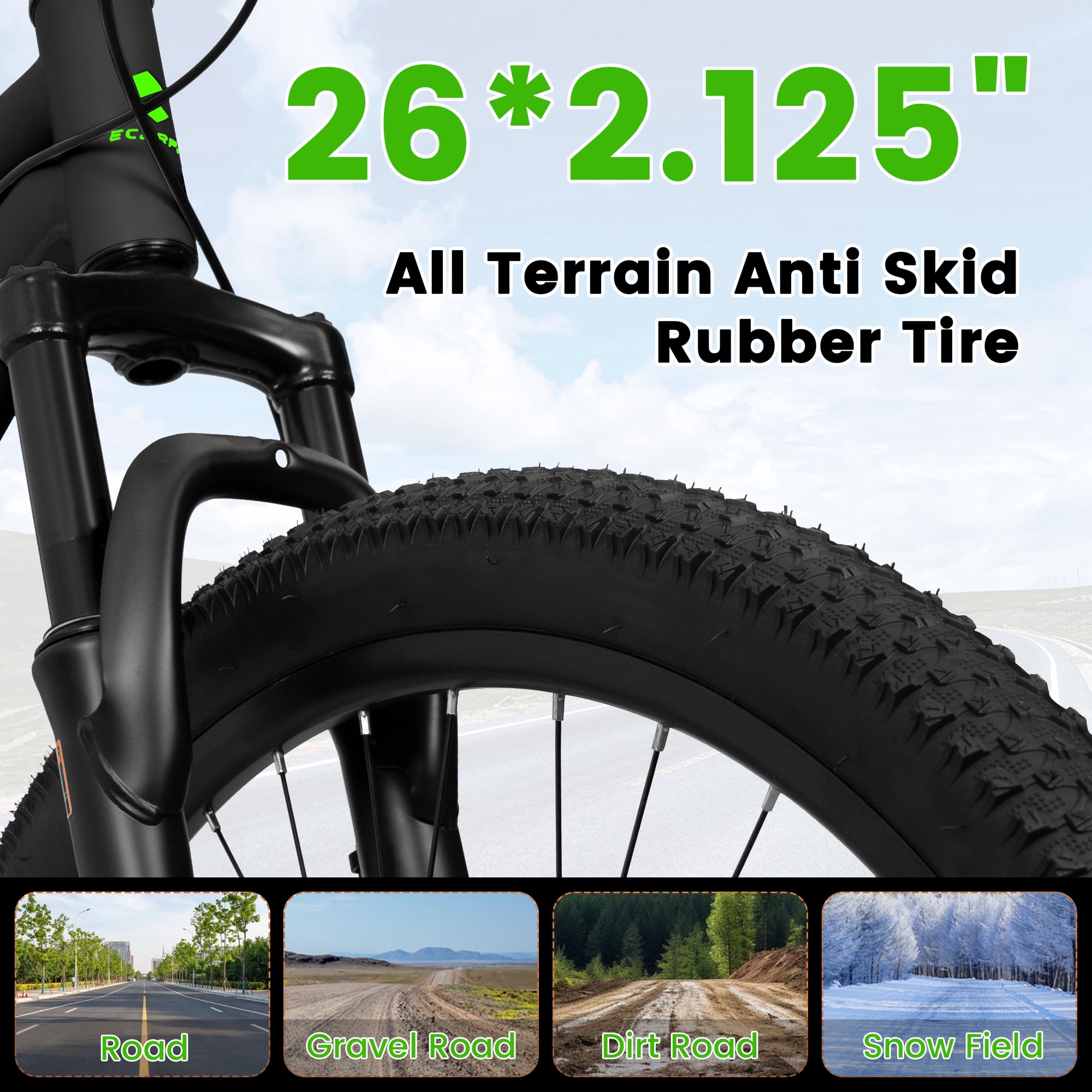 26 Inch Mountain Bike Full Suspension, 21 Speed Mountain Bicycle with Double Disc Brakes, Carbon Steel Frame Commuter City Bike for Adult Men Women, Black-Green