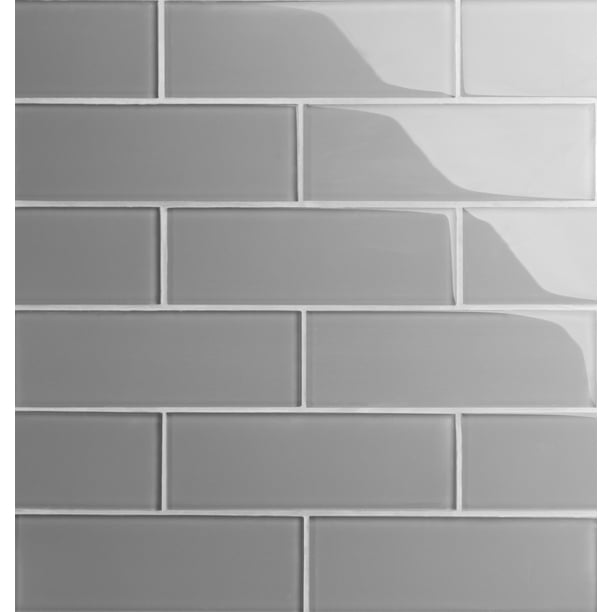 Individual Glass Subway Wall Tile, Grey Glass Subway Tile