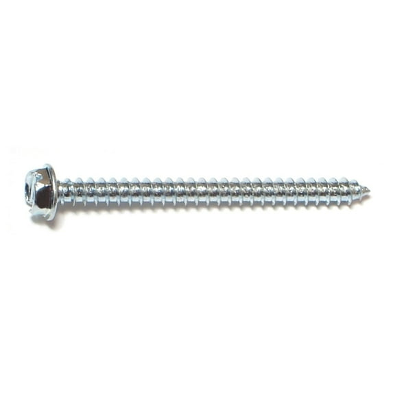 #8 x 2" Zinc Plated Steel Slotted Hex Washer Head Sheet Metal Screws SMSHWS-053