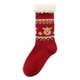 thumbnail image 3 of Lutiedan Christmas Fleece Socks for Men and Women, Fuzzy Non Slip Knit Slipper Socks, Winter Thick Warm Mid Calf Socks,Red2, 3 of 8
