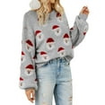 thumbnail image 2 of Suéteres Casuales de Punto con Estampado de Leopardo para Mujer, Suéteres de Larga con Cuello Redondo. Gris M, 2 of 8