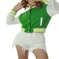 thumbnail image 1 of Women Varsity Baseball Long Sleeves Jacket Casual Jerseys Uniform Bomber Track Jacket, 1 of 6