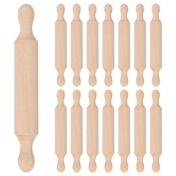 15 Pieces Wooden Mini Rolling Pin 6 Inches Long Kitchen Baking Rolling Pin Small Wood Dough Roller for Children Fondant