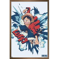 One Piece: Fishman Island - Luffy Punch Wall Poster, 22.375" x 34" Framed