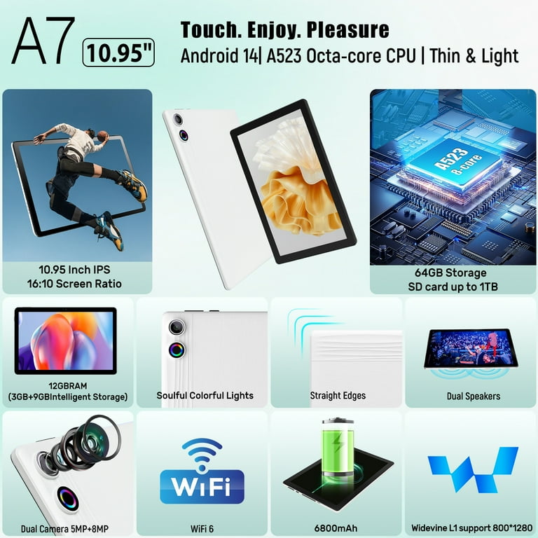 AEEZO 11inch Android 14 Tablet, Octa-Core 6800mAh,14GB RAM+64GB ROM 1TB Expand,Wifi 6,Face Unlock,5+8MP Camera,8 in 1 Tablet,Widevine L1,Black AEEZO 11inch Android 14 Tablet, Octa-Core 6800mAh,14GB RAM+64GB ROM 1TB Expand,Wifi 6,Face Unlock,5+8MP Camera,8 in 1 Tablet,Widevine L1,Black