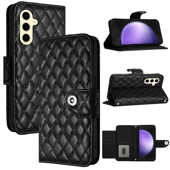 Allytech Wallet Case for Samsung Galaxy S24 Plus, Luxury PU Leather Shockproof Protective Flip Cover for Women Girls, Kickstand Folio Case with Card Slots Holder Wrist Strap Lanyard - Black