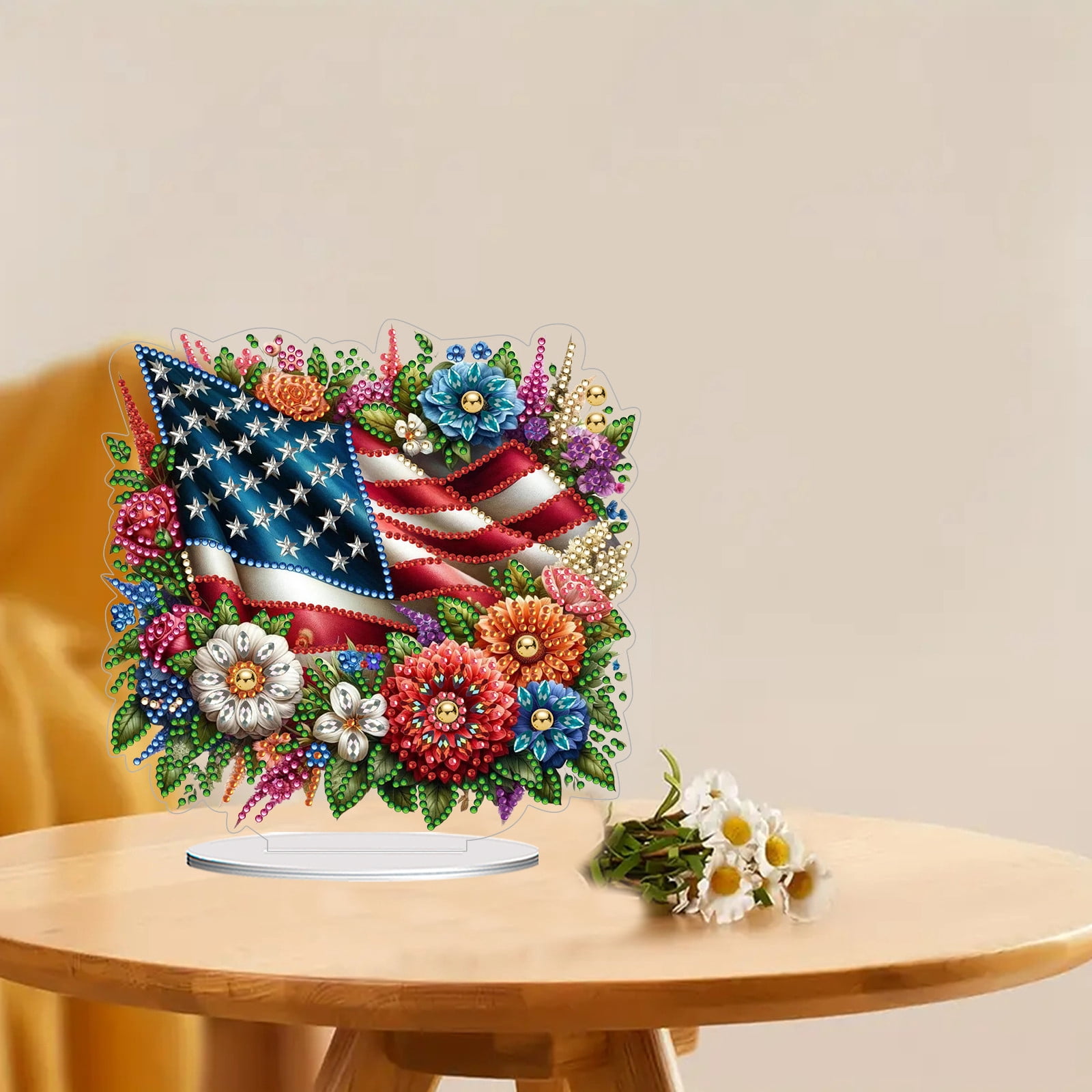 FLOPESN DIY Diamond Painting Art, exquisite and shiny patterns, size 8.26x8.26 inches, made of PVC material suitable for home and desktop decoration