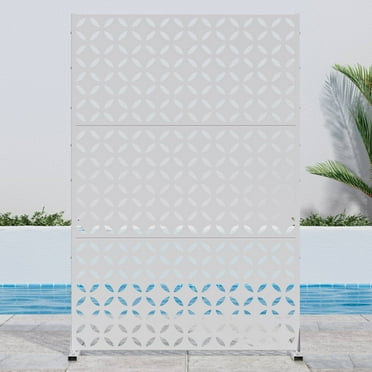 Dovelina 72" × 47" Outdoor Privacy Screen, Metal Decorative Screen, White