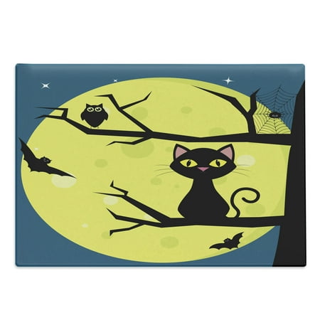 

Halloween Cutting Board Cat and Owl on Tree Branches with Full Moon Decorative Tempered Glass Cutting and Serving Board in 3 Sizes by Ambesonne