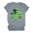 thumbnail image 3 of 4 Leaf Clover Shirts for Women,Womens St Patricks Day Shirt Short Sleeve Round Neck Tshirt,Women's St Patrick's Day T-Shirt Lucky Irish Shamrock USA Flag Clover Graphic Tees Tops, 3 of 5