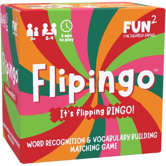 Flipingo Word Recognition and Vocabulary Building Game, Ages 3 , 2-4 Players, Educational Bingo with Picture Cards