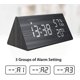 thumbnail image 2 of Reloj despertador digital LED triangular de madera, moderno, de sobremesa, con control de voz, función de repetición, fecha, temperatura y humedad. (Negro), 2 of 5
