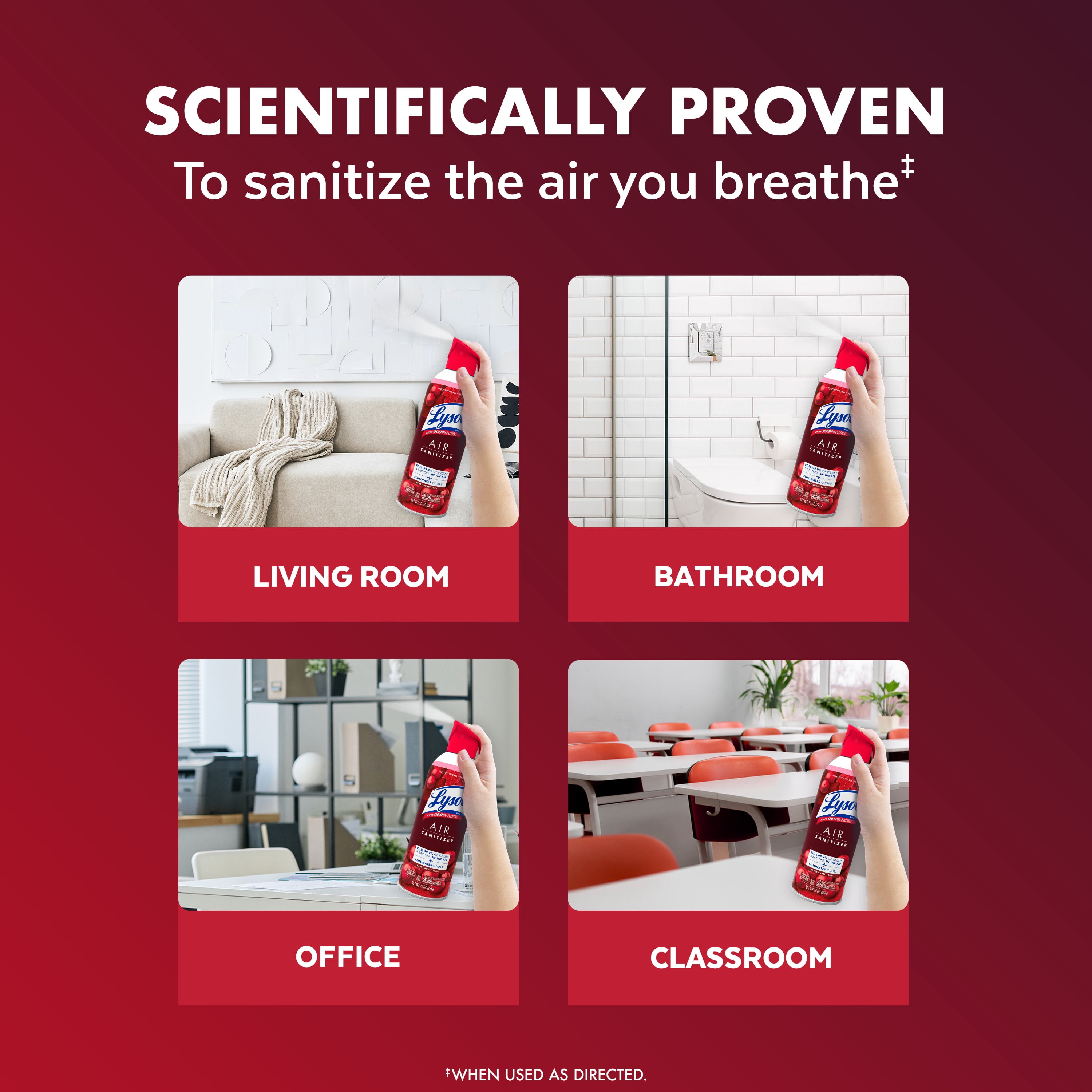 (3 pack) Lysol Air Sanitizer Spray for Air Sanitization and Bacterial Odor Elimination, Air Freshener Alternative, Berry Burst Scent, 10 oz