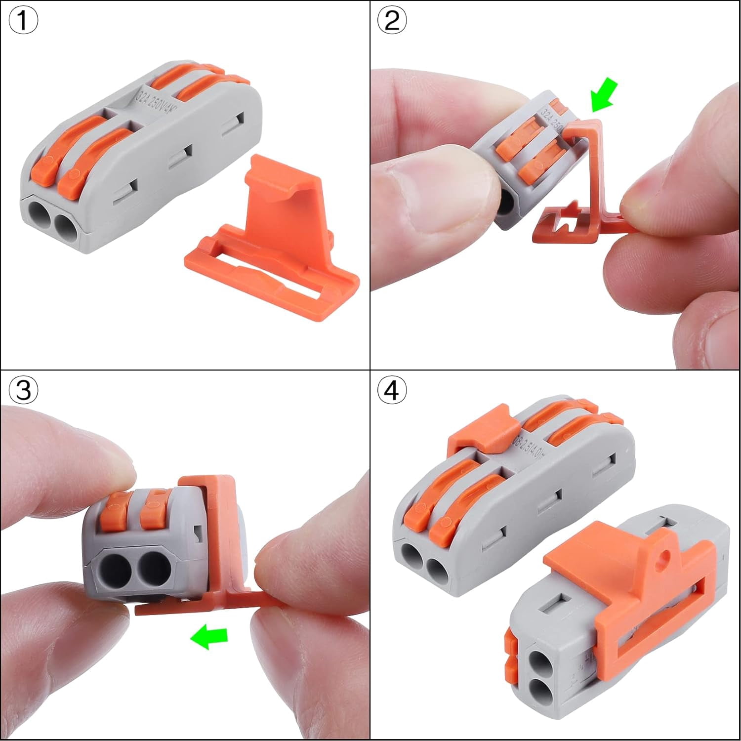 25pcs Conductor Compact Connectors Lever Wire Nut Electrical Connectors with Fixed Base for 2 Circuit Inline Splices 28-12 AWG