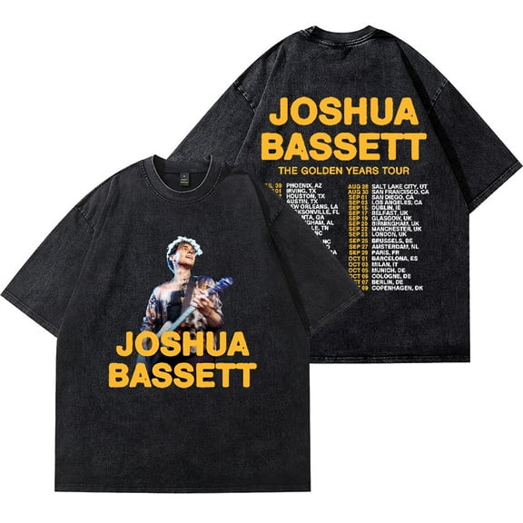 Joshua Bassett Vintage Wash Cotton T-Shirts The Golden Years Tour Merch Women Men Crewneck Fashion Tee