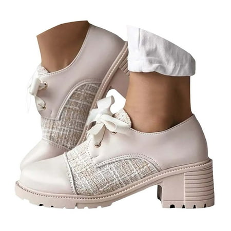 Oyedens Womens Oxford Dress Shoes Vintage Casual Mid Heels Business Office Work Oxfords for Women