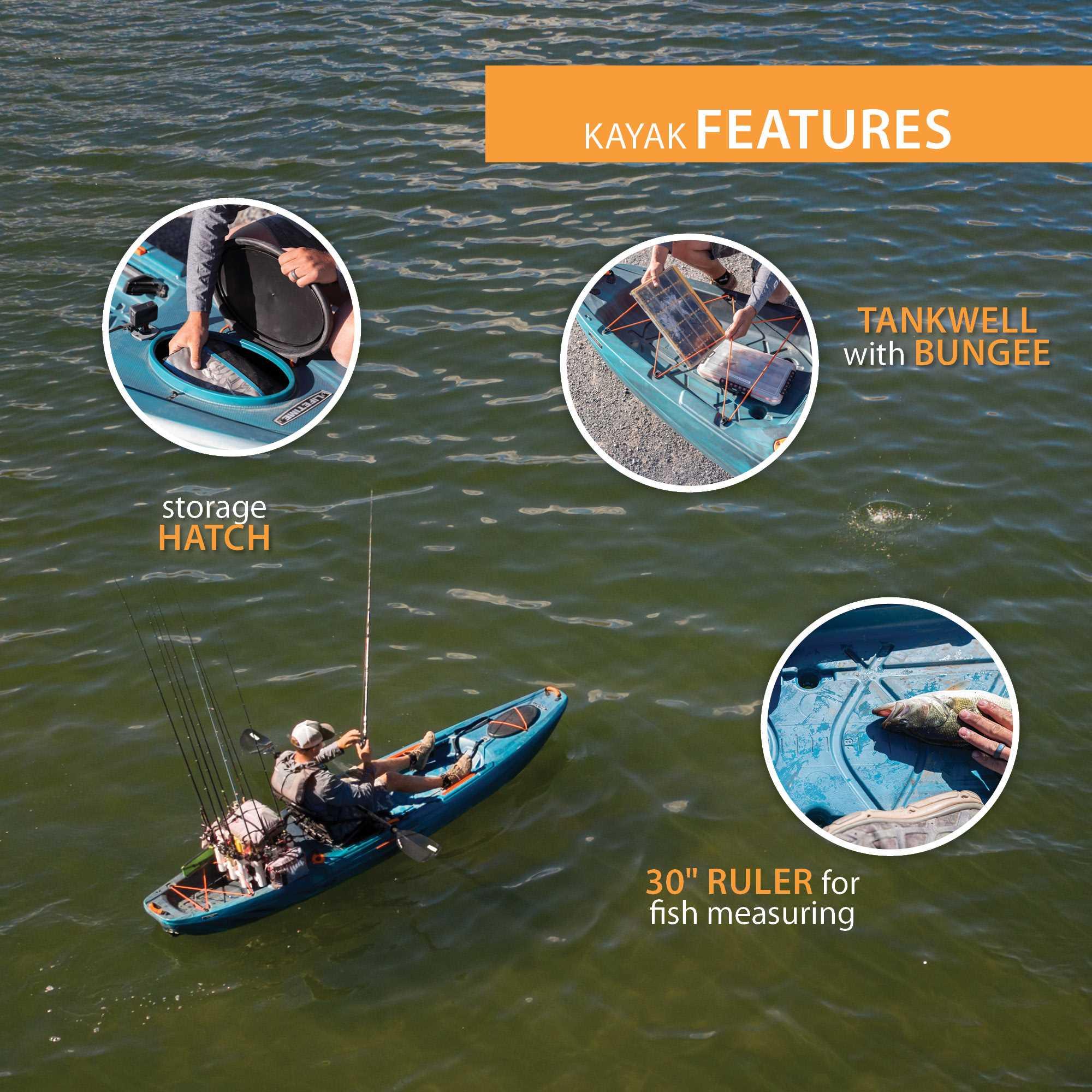 Lifetime Yukon Angler 11 ft. 6 in. Sit-on-Top Comfort Fishing Kayak, Azure Fusion (91344)