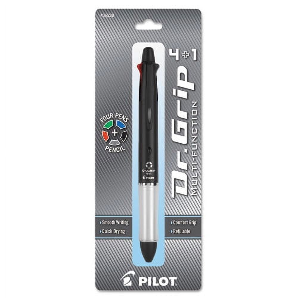 Pilot Dr. Grip 4 + 1 Multi-Color Ballpoint Pen/pencil, Retractable, 0.7 mm Pen/0.5mm Pencil, Black Barrel | Bundle of 10 Each