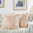 thumbnail image 3 of Home Soft Things Mongolian Faux-fur Pillow Covers Luxury Fluffy Throw Pillow Case Decorative Fuzzy Cushion Cover, No Pillow Insert, Set of 2 - Rose - 26" x 26" EURO, 3 of 6