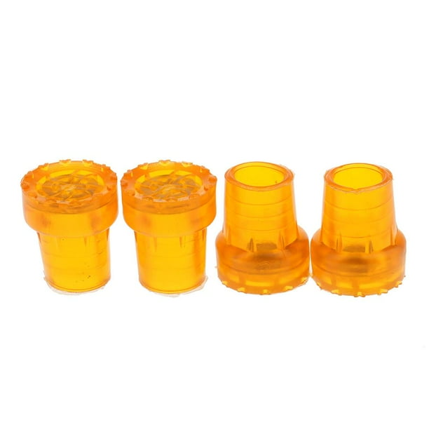 Lote de 4 puntas de repuesto para bastón, base antideslizante. naranja