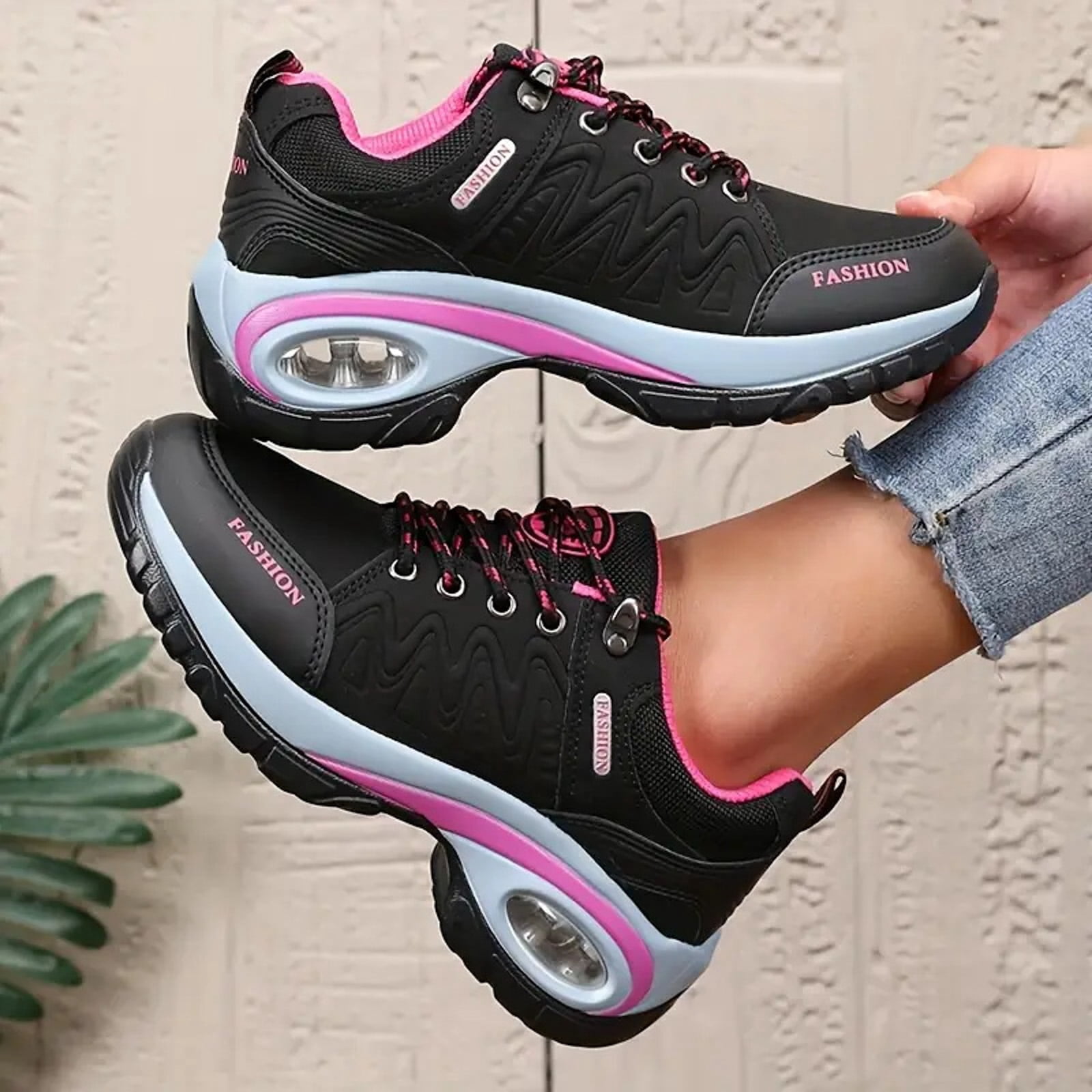 Dakaela Women's Waterproof Hiking Boots Outdoor Trekking Camping Shoes Arch Support Cushion Sneakers