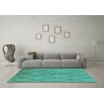 thumbnail image 3 of Ahgly Company Machine Washable Indoor Round Solid Turquoise Blue Modern Area Rugs, 3' Round, 3 of 4