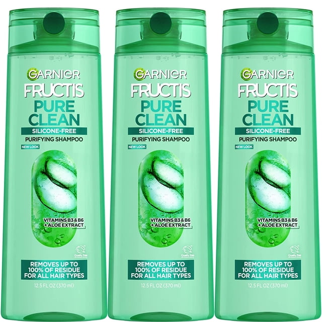 Fructis Pure Clean Purifying Shampoo, Silicone-Free, 12.5 Fl Oz, 3 Count (Packaging May Vary)