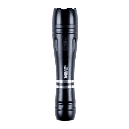 - SABRE Stun Gun - Max Strength - Industry’s Strongest Pain-Inducing Charge – Emits 95dB of Intimidation - 130 Lumen Flashlight & Holster—RECHARGEABLE