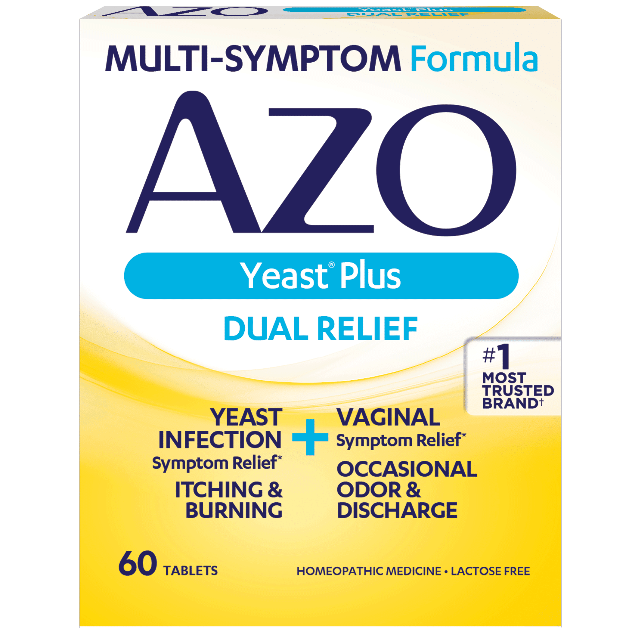 AZO Yeast Plus Dual Relief, Yeast InfeCountion + Vaginal Symptom Relief, 60 Count